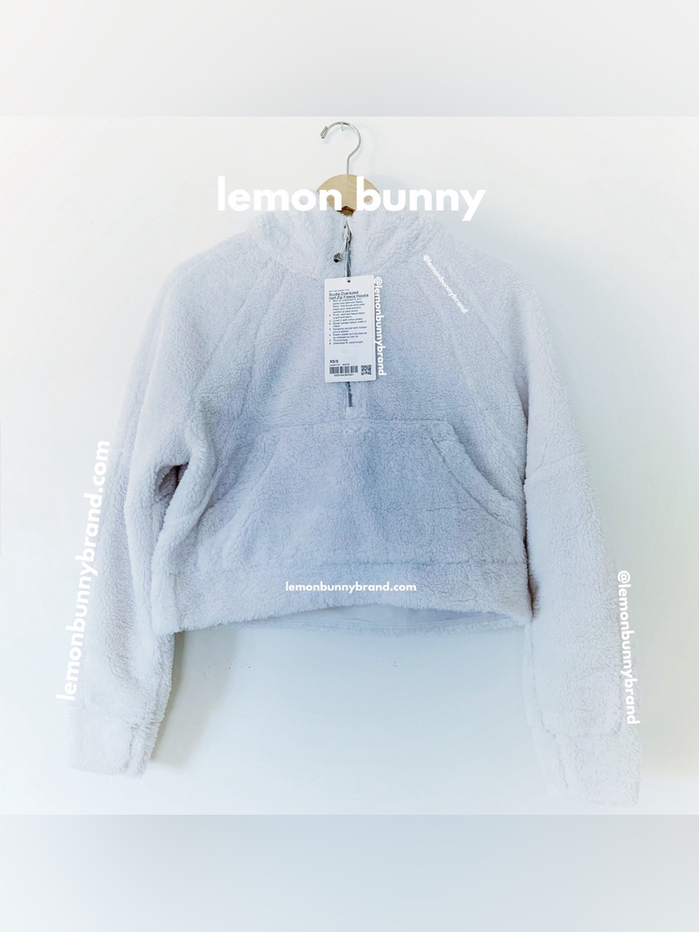 lululemon Scuba Oversized Half-Zip Fleece Hoodie in White Opal Sz XS/S Rare NWT - Picture 3 of 16